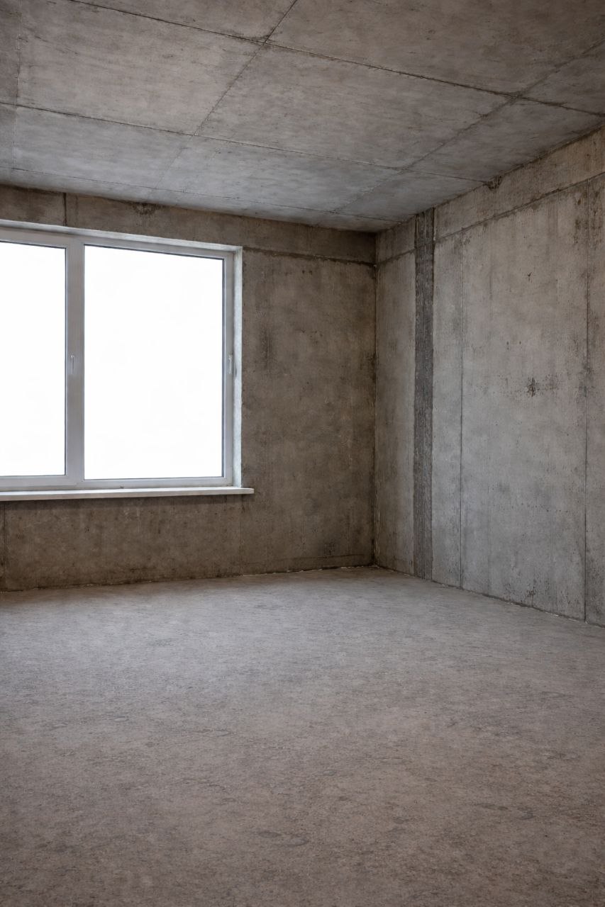 Объект до ремонта — голый бетон