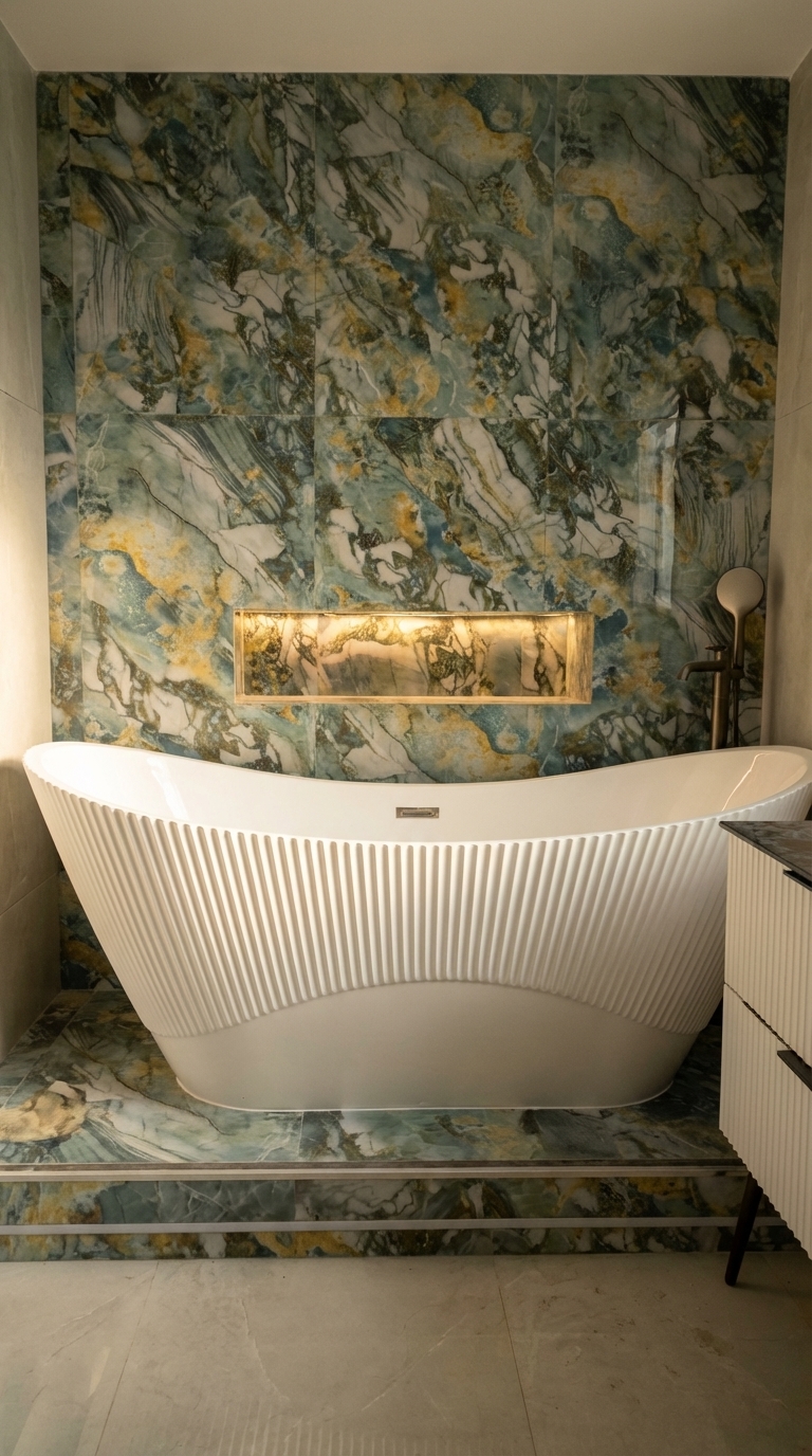 Ванная комната с мраморной отделкой