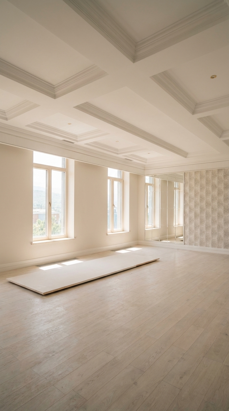 Просторная комната с кессонным потолком